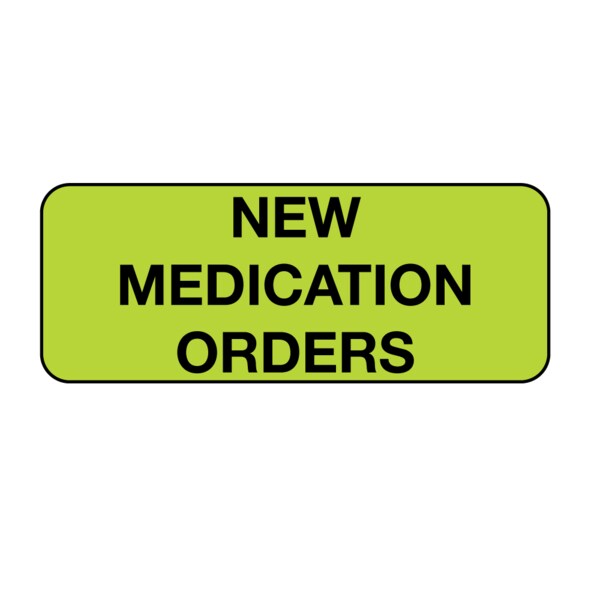 New Medication Orders 7/8" x 2-1/4" Flr Chart w/Black